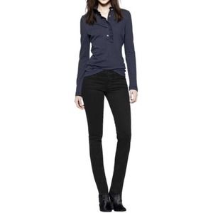 Tory Burch Super Skinny Logo Pocket Jeans Black Denim 33" Inseam Size 27 x 33
